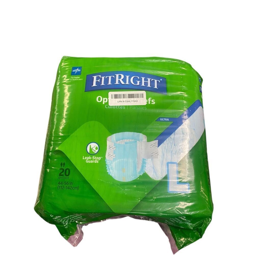 FitRight OptiFit Ultra Briefs 20ct Size‎ Large 44-56 Disposable Adult Diapers
